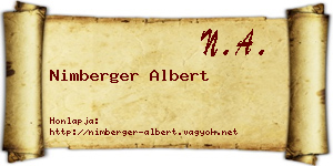 Nimberger Albert névjegykártya